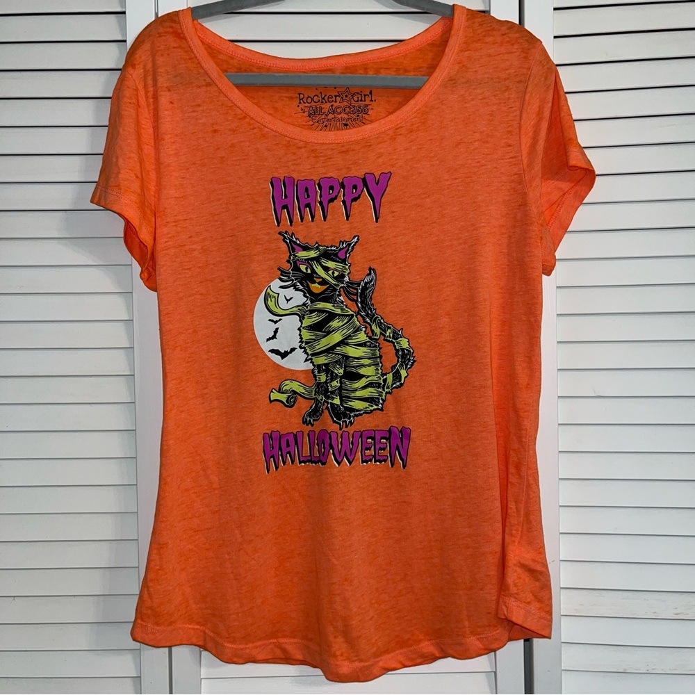 Happy Halloween Orange Short Sleeve T-shirt / Size L
